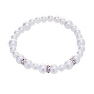 Preciosa perlový náramek Silky Pearl, voskové perle, bílý mat