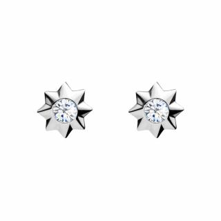 Preciosa stříbrné náušnice Orion, kubická zirkonie, hvězdička, bílé