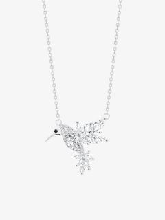 Preciosa stříbrný náhrdelník Gentle Gem, kolibřík, kubická zirkonie, bílý