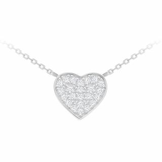 Preciosa stříbrný náhrdelník La Concha, srdce, kubická zirkonie