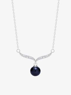 Preciosa stříbrný náhrdelník Paolina, černá říční perla