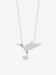 Preciosa stříbrný náhrdelník Perfect Gem, kolibřík, kubická zirkonie, bílý