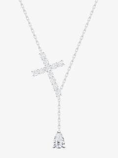 Preciosa stříbrný náhrdelník Shiny Cross, křížek, kubická zirkonie, bílý