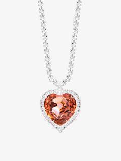 Štrasový náhrdelník Necklace, srdce s českým křišťálem Preciosa, apricot