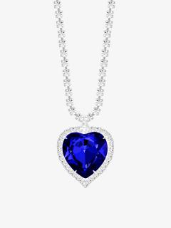 Štrasový náhrdelník Necklace, srdce s českým křišťálem Preciosa, safír