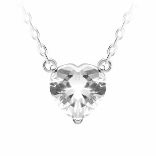Stříbrný náhrdelník Cher, srdce s kubickou zirkonií Preciosa, bílý