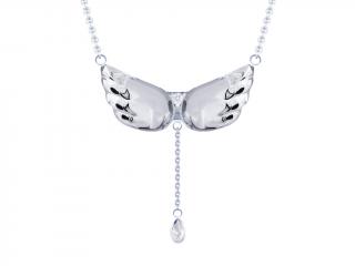 Stříbrný náhrdelník Crystal Wings, andělská křídla s křišťálem Preciosa