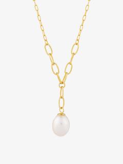 Stříbrný náhrdelník Pearl Heart s říční perlou Preciosa, pozlacený