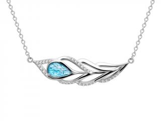 Stříbrný náhrdelník Penna, pírko s českým křišťálem a kubickou zirkonií Preciosa
