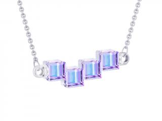 Stříbrný náhrdeník Crystal Cubes, kostky s křišťálem Preciosa, fialový