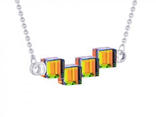 Stříbrný náhrdeník Crystal Cubes, kostky s křišťálem Preciosa, kombi