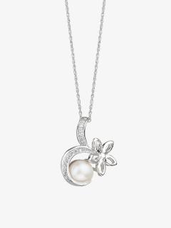 Stříbrný přívěsek Flowery s říční perlou a kubickou zirkonií Preciosa