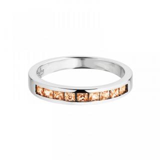 Stříbrný prsten Créativité s kubickou zirkonií Preciosa - oranžový, jednostranný Velikost prstenu: B (průměr 17 mm, CZ 53)
