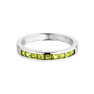 Stříbrný prsten Créativité s kubickou zirkonií Preciosa - zelený, jednostranný Velikost prstenu: B (průměr 17 mm, CZ 53)