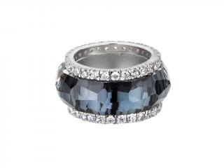 Stříbrný prsten De Luxe s českým křišťálem - černý Velikost prstenu: B (průměr 17 mm, CZ 53)