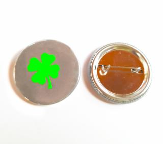 REFLEXNÍ připínací placka - Čtyřlístek - neónově zelený (button)