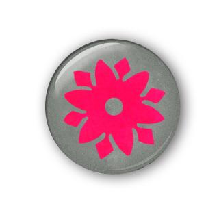 REFLEXNÍ připínací placka - Květ - neónově růžový (button)