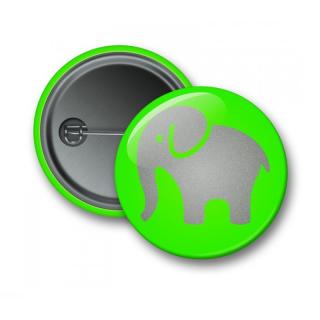 REFLEXNÍ připínací placka - Slon - zelený (button)