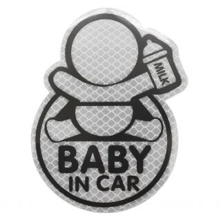 Reflexní samolepka Baby IN CAR - bílá