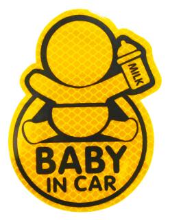 Reflexní samolepka Baby IN CAR - žlutá