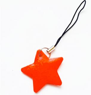 REFLEXNÍ taháček zipu - hvězda - oranžová