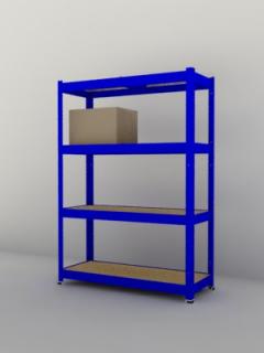 Kovový regál Futur 1700x900x350/4, modrá (modrá, 350kg/pol.)
