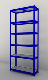 Kovový regál Futur 2600x900x350/6, modrá, lamino (modrá, 350kg/pol., 6 výstuh)