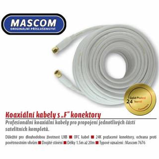 7676-030W Koaxiální satelitní kabel, F-F konektor, 3m, bílý