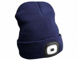 Čepice s čelovkou 180lm, nabíjecí, USB, univerzální velikost, bavlna/PE, modrá SIXTOL