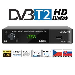 Mascom MC720 T2 HD Přijímač DVB-T2 HEVC, USB PVR