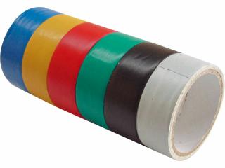 Pásky izolační PVC, sada 6ks, 19mm x 18m (3m x 6ks), tloušťka 0,13mm, 6 barev EXTOL-CRAFT