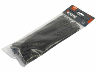 Pásky na vodiče černé, 250x4,8mm, 100ks, NYLON EXTOL-PREMIUM