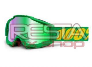 100% brýle motokrosové Accuri Forrest zelená zrcadlová skla + čirá skla