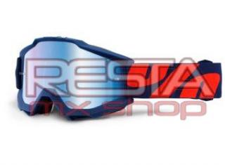 100% brýle motokrosové Accuri Raleigh modrá zrcadlová skla + čirá skla