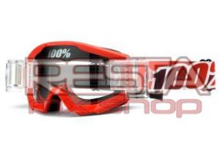 100% brýle motokrosové Strata Roll-off Fire red - čirá skla