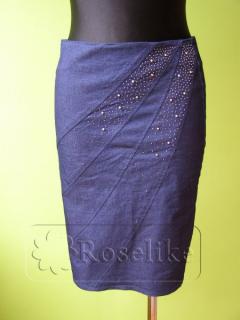 Dámská džínová sukně s kamínky -vel.38 (second hand)