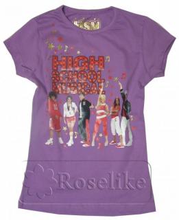 Fialové bavlněné tričko High School Musical-vel.128 (second hand)