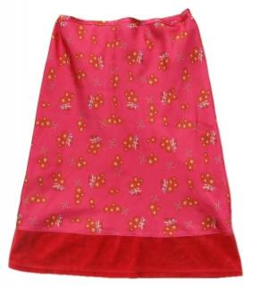 Růžová saténová sukně se sametovým lemem-vel.146 (second hand)