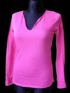 Růžové bavlněné tričko s dlouhým rukávem -vel.XS-S (second hand)