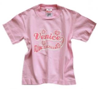 Růžové bavlněné tričko s potiskem- vel.110 (second hand)