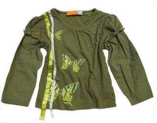 Zelené tričko s motýlky -vel.80 (second hand)
