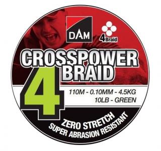 DAM Pletená Šňůra Crosspower 4-Braid Green 110m Průměr: 110m/0,13mm