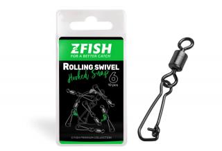 ZFISH Obratlík s Karabinou Rolling Swivel & Hooked Snap 10ks Velikost: 10