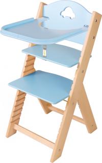Dětská dřevěná jídelní židlička Sedeed - modrá s autíčkem