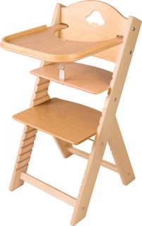 Dětská dřevěná jídelní židlička Sedees - lakovaná s autíčkem