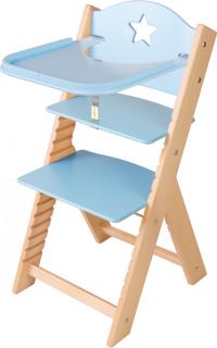 Dětská dřevěná jídelní židlička Sedees - modrá s hvězdičkou