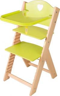 Dětská dřevěná jídelní židlička Sedees - zelená se srdíčkem