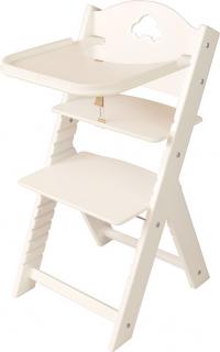 Dětská dřevěná jídelní židličkaSedees bílá - bílá s autíčkem
