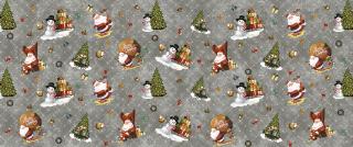1334 PVC ubrus Florista  (Vánoční Santa) -- ks -- 120x140 cm Barva: šedá, rozměr: 120 cm x 140 cm