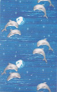 457 Aquamat - pěnová předložka - delfíni, měsíc (š 65 cm) Barva: modrá, šíře: 65 cm x 1500 cm